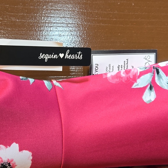 Sequin Hearts-Pink V neck sleeveless floral dress Fit N Flare Sz 3 junior NWT. - Picture 3 of 9